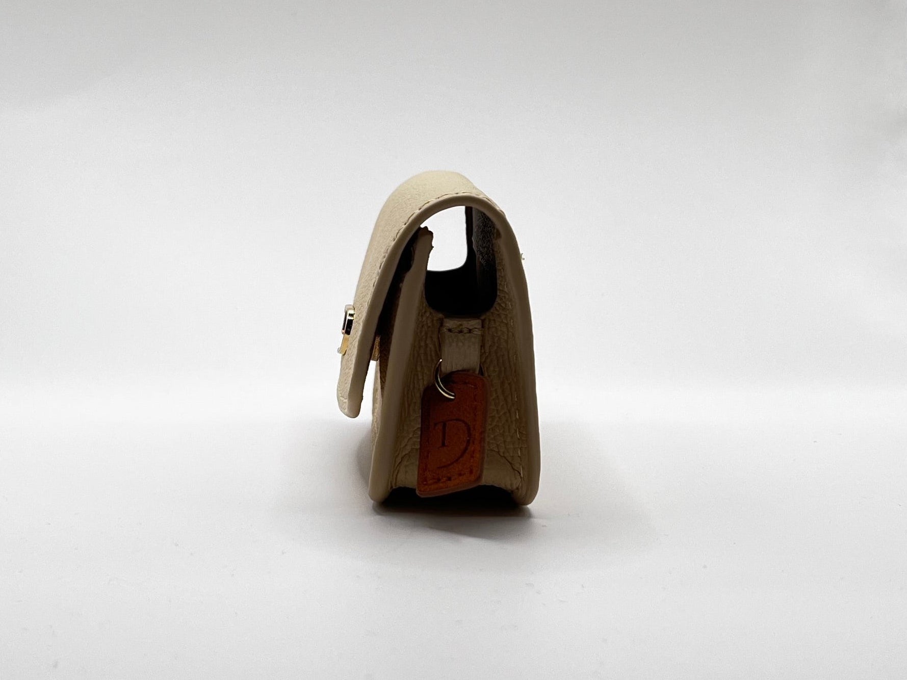 Beige Leren Heuptasje voor Insulinepomp inclusief riem – Donkerbruine Suède Voering