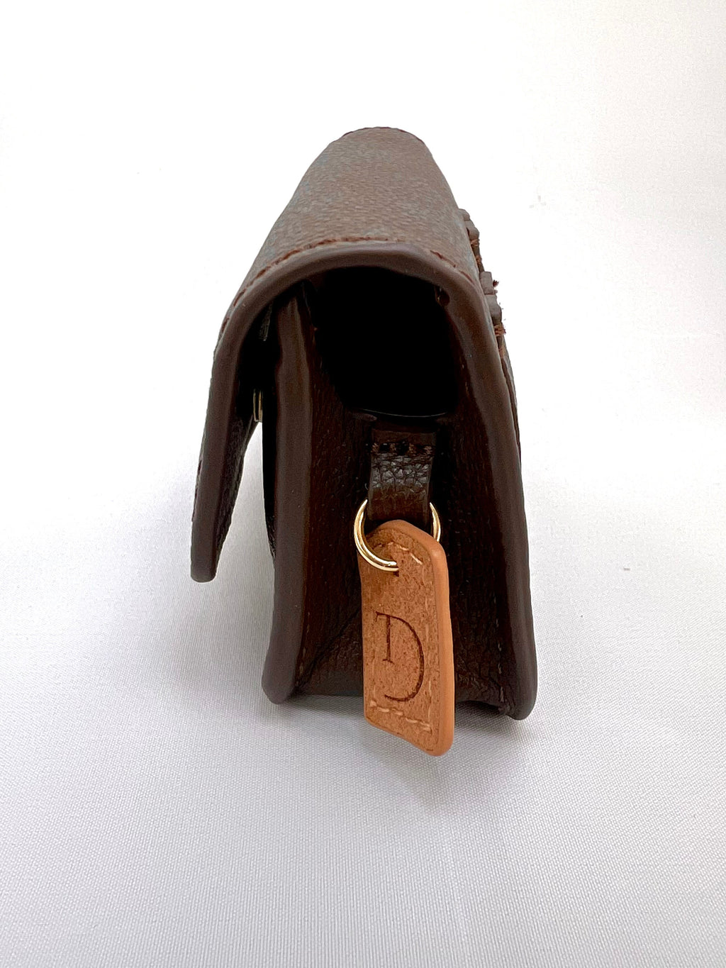 Dark Chocolate leren heuptasje voor insulinepomp - Lichtbruine Suède Voering