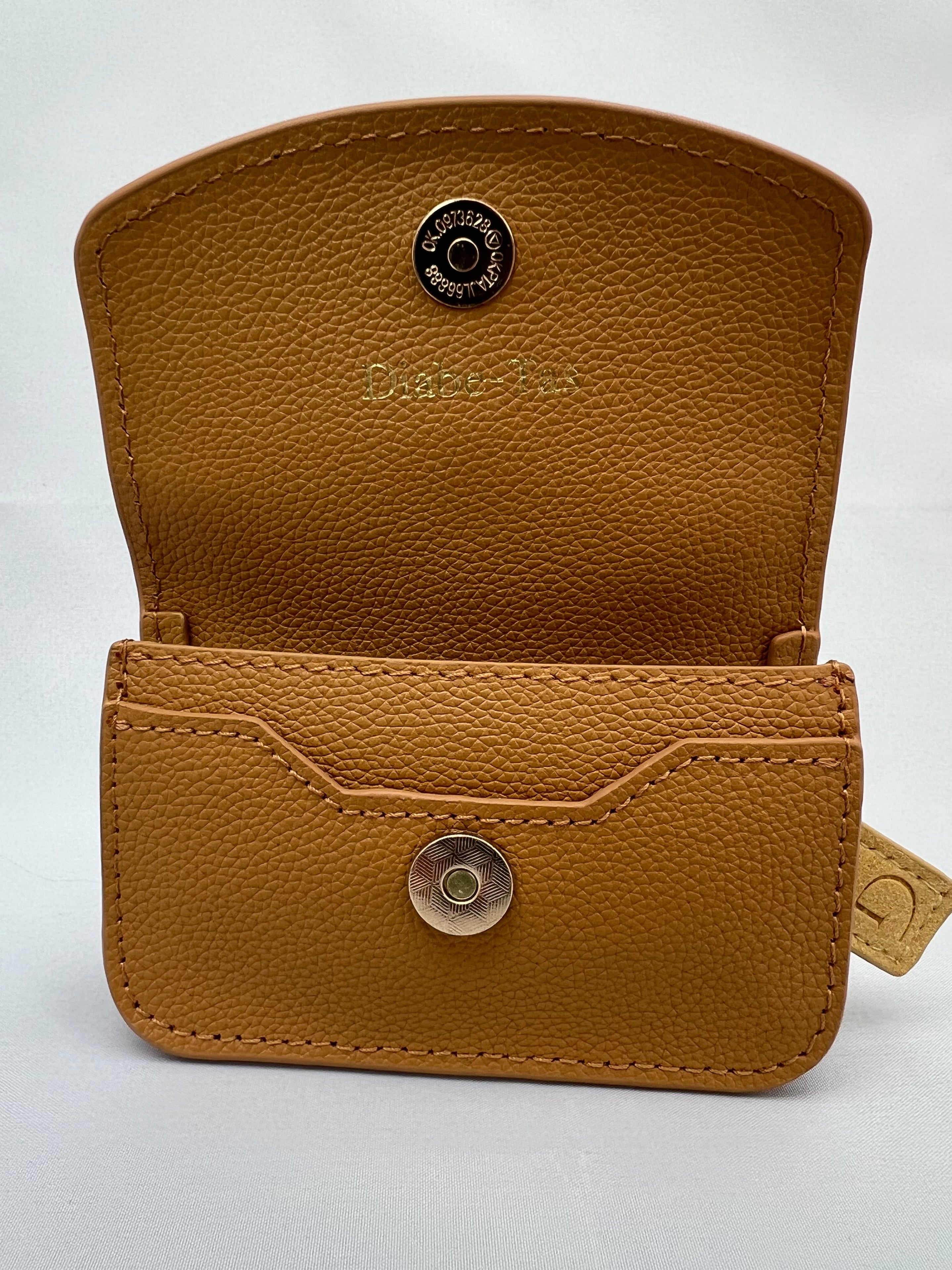 Light Caramel leren heuptasje voor Insulinepomp - Beige Suède Voering