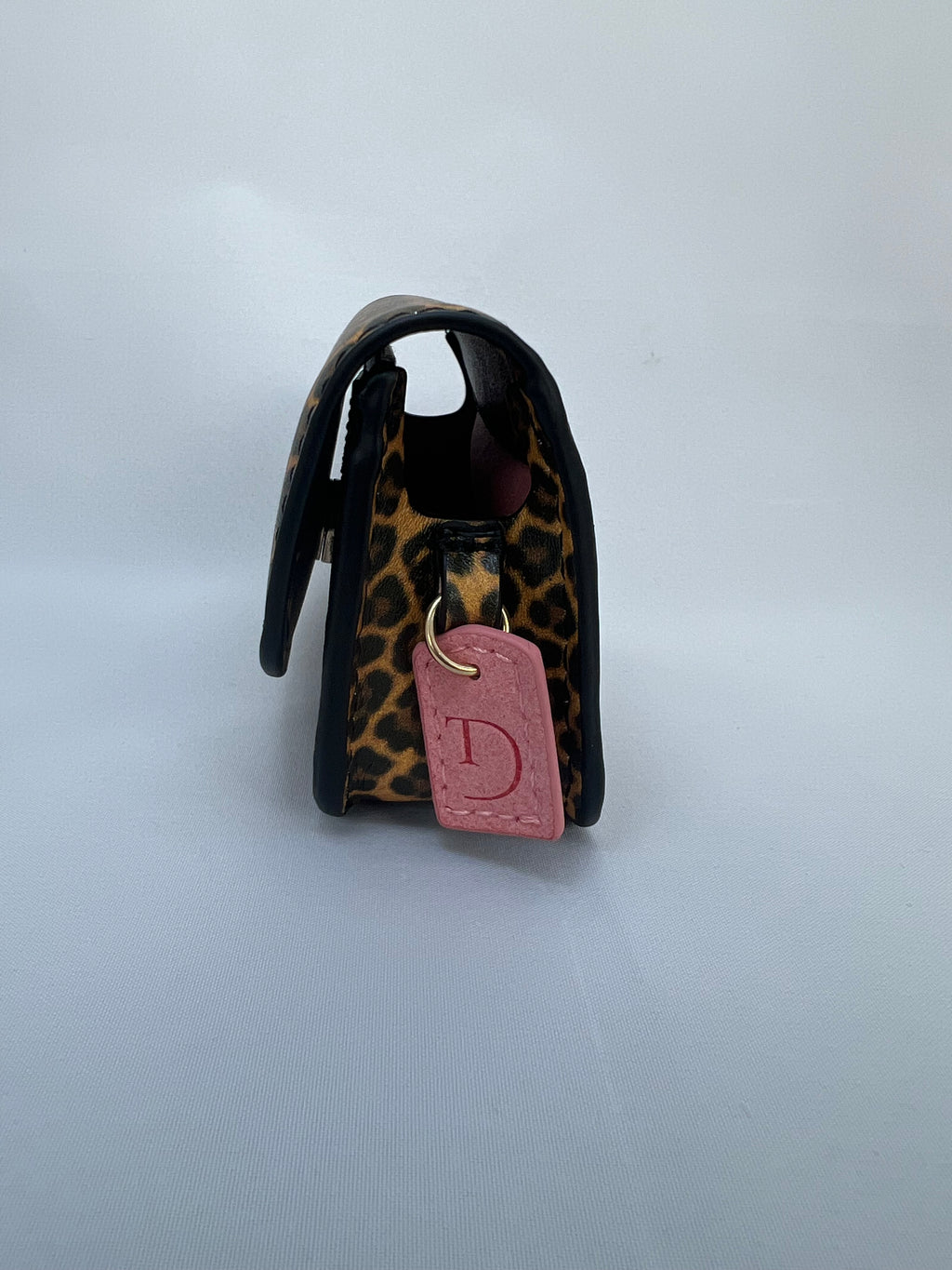 Leopardprint PU-leren heuptasje voor insulinepomp – Zalmroze Voering