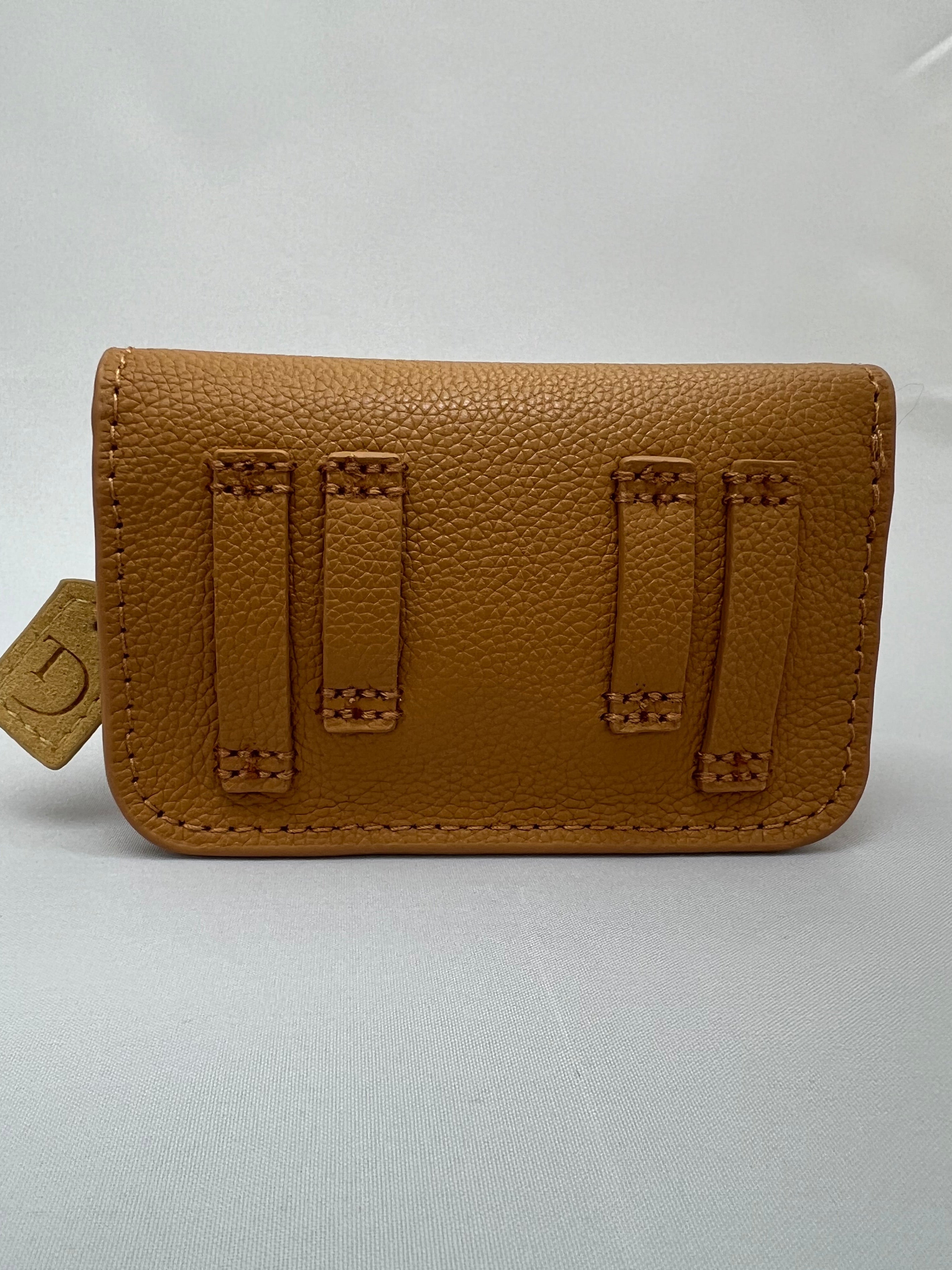 Light Caramel leren heuptasje voor Insulinepomp - Beige Suède Voering