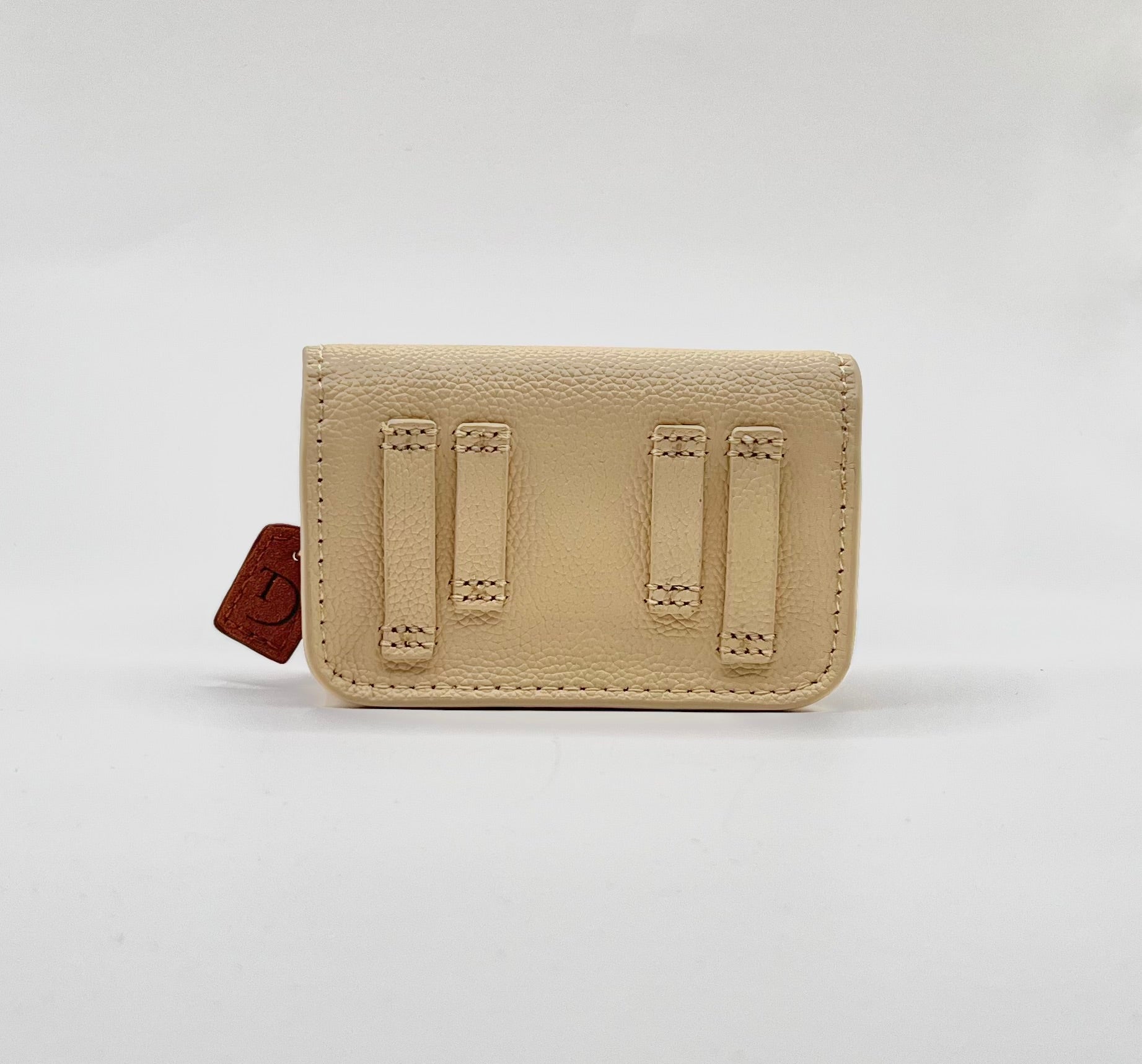 Beige Leren Heuptasje voor Insulinepomp inclusief riem – Donkerbruine Suède Voering