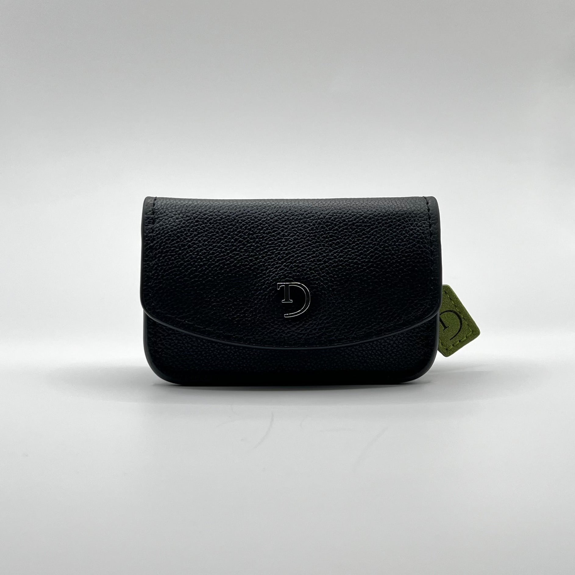 Zwart Leren Heuptasje voor Insulinepomp inclusief riem – Groene Suède Voering