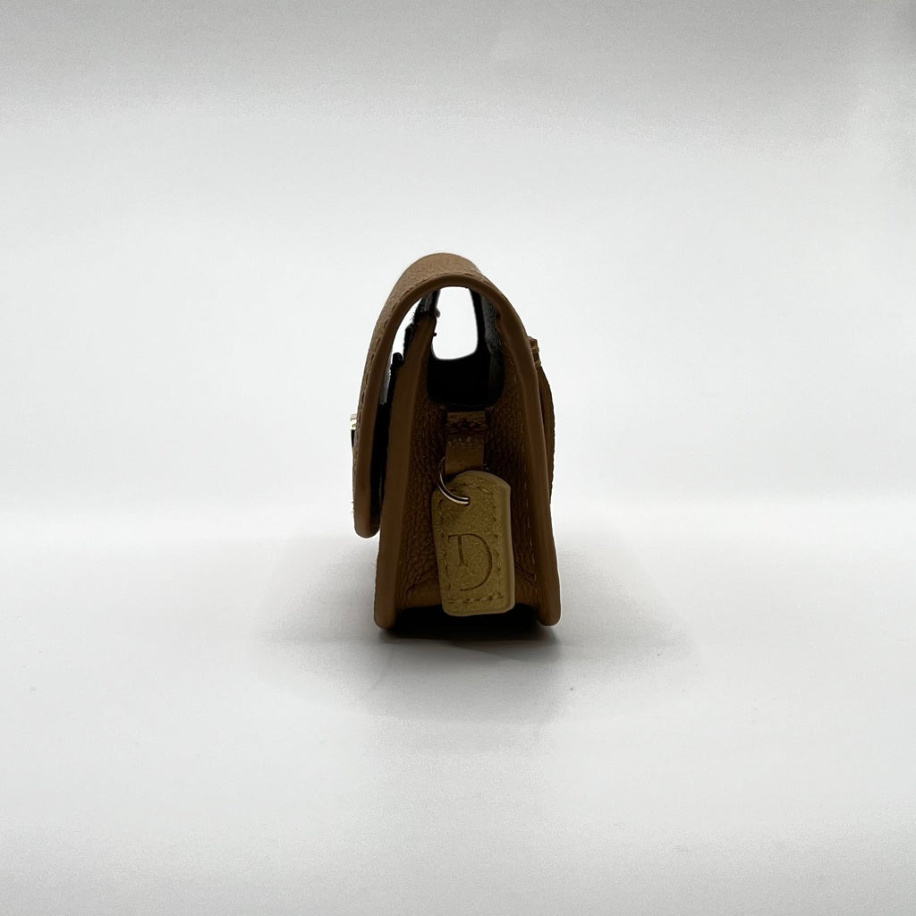 Light Caramel leren heuptasje voor Insulinepomp inclusief riem - Beige Suède Voering