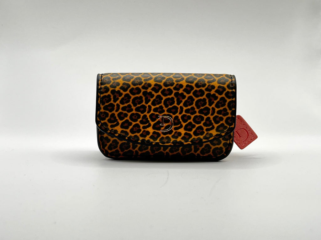 Leopardprint PU-leren heuptasje voor insulinepomp inclusief riem– Zalmroze Voering