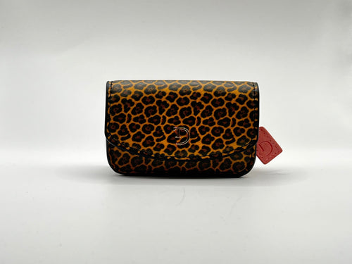 Leopardprint PU-leren heuptasje voor insulinepomp inclusief riem– Zalmroze Voering