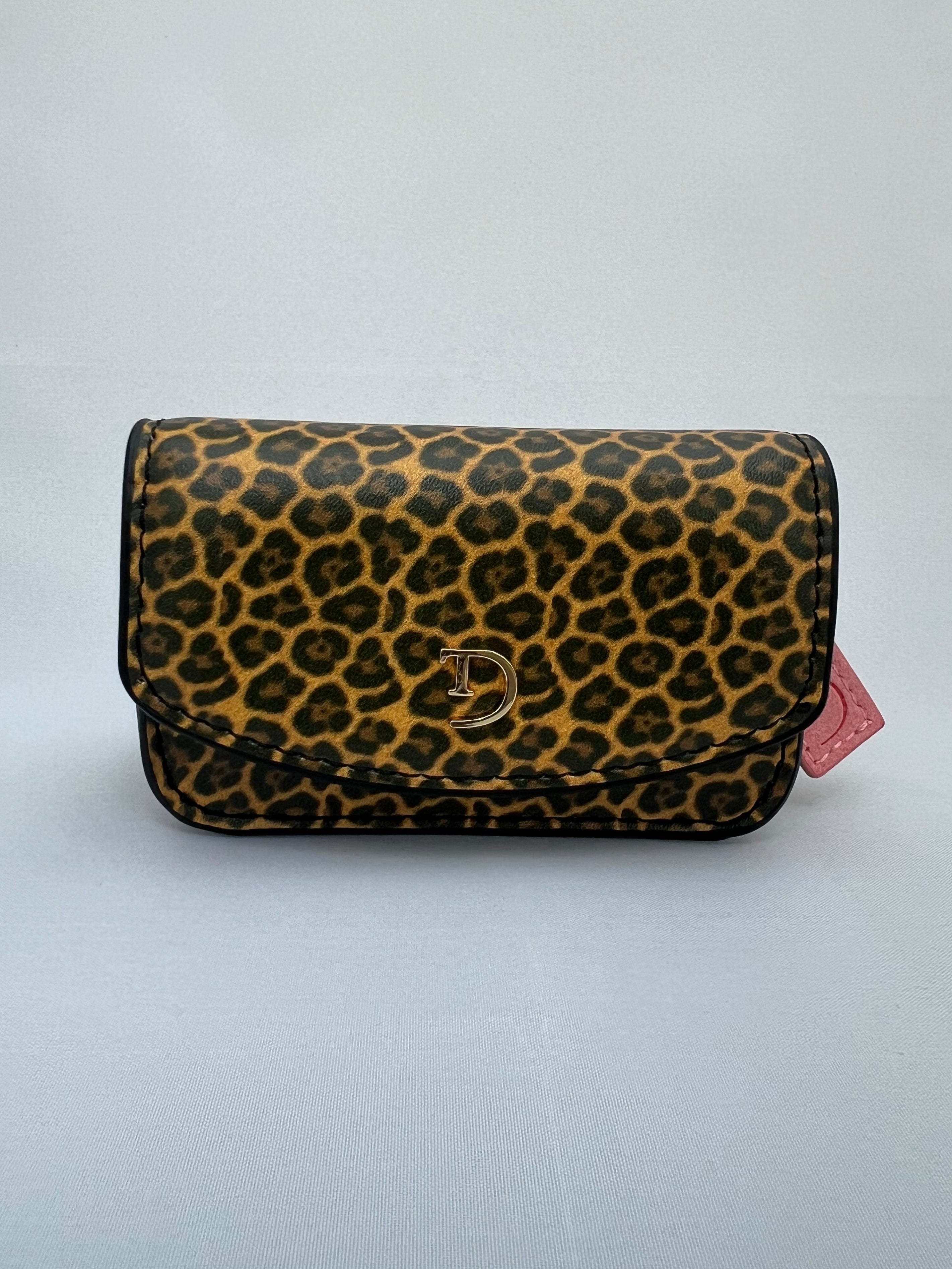 Leopardprint PU-leren heuptasje voor insulinepomp – Zalmroze Voering