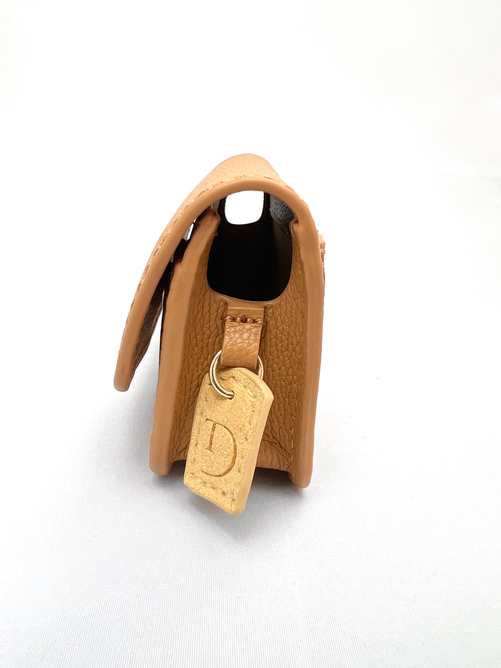 Light Caramel leren heuptasje voor Insulinepomp - Beige Suède Voering