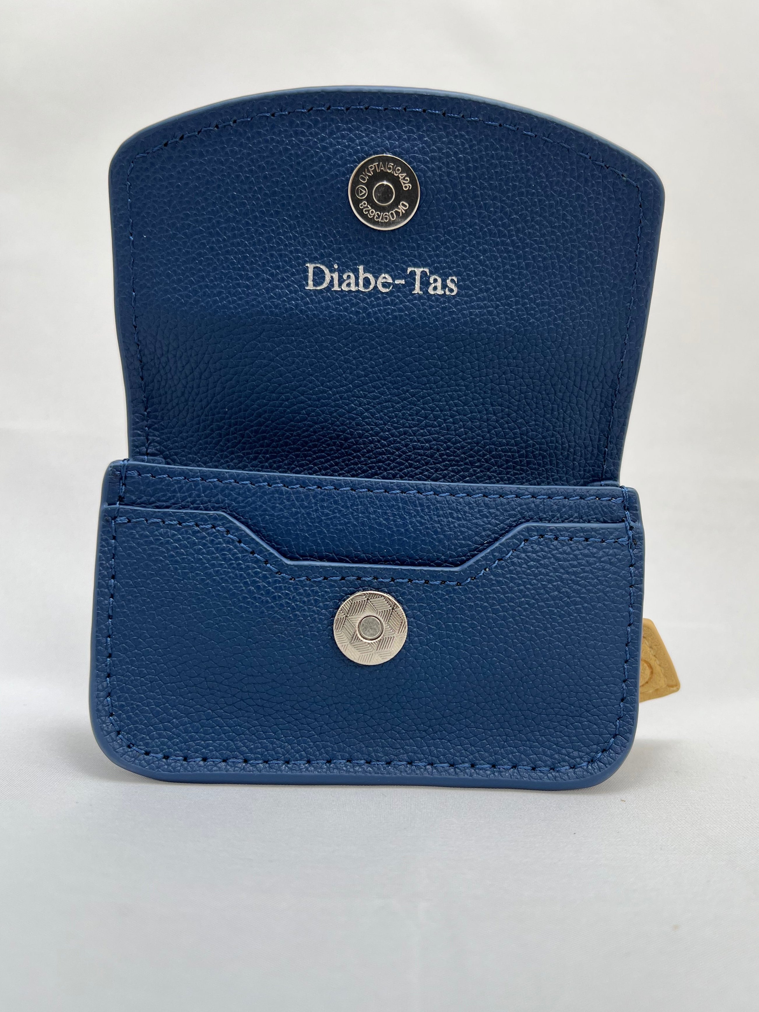 Navy Blue leren heuptasje voor insulinepomp - Beige Suède voering