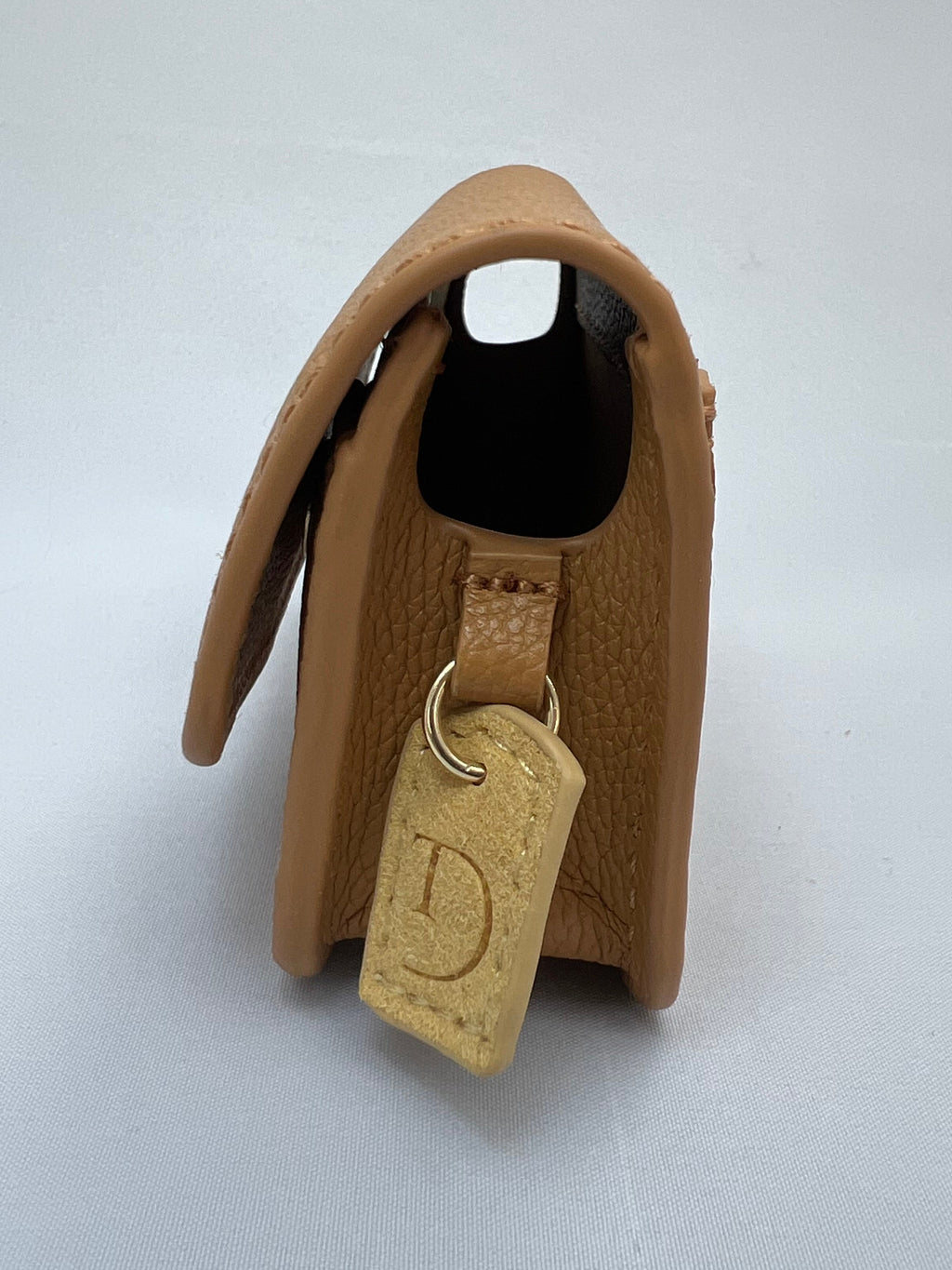 Light Caramel leren heuptasje voor Insulinepomp - Beige Suède Voering