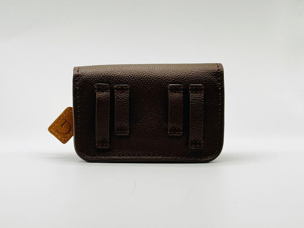 Dark Chocolate leren heuptasje voor insulinepomp inclusief riem- Lichtbruine Suède Voering