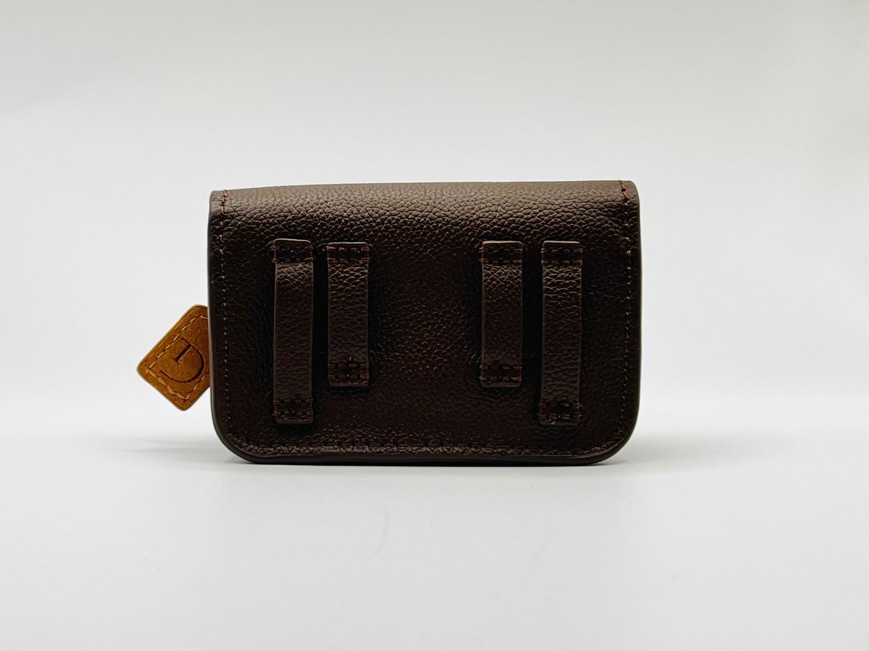 Dark Chocolate leren heuptasje voor insulinepomp inclusief riem- Lichtbruine Suède Voering