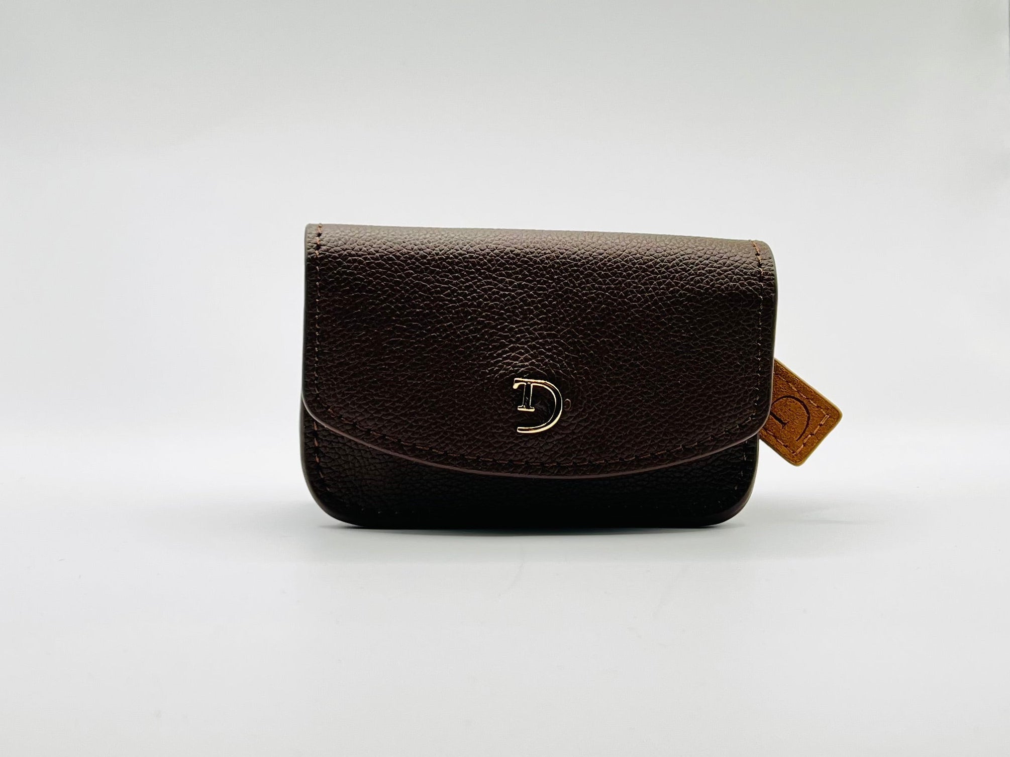 Dark Chocolate leren heuptasje voor insulinepomp inclusief riem- Lichtbruine Suède Voering