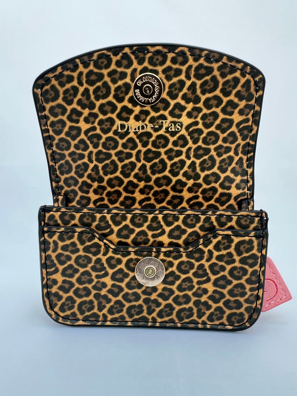 Leopardprint PU-leren heuptasje voor insulinepomp – Zalmroze Voering