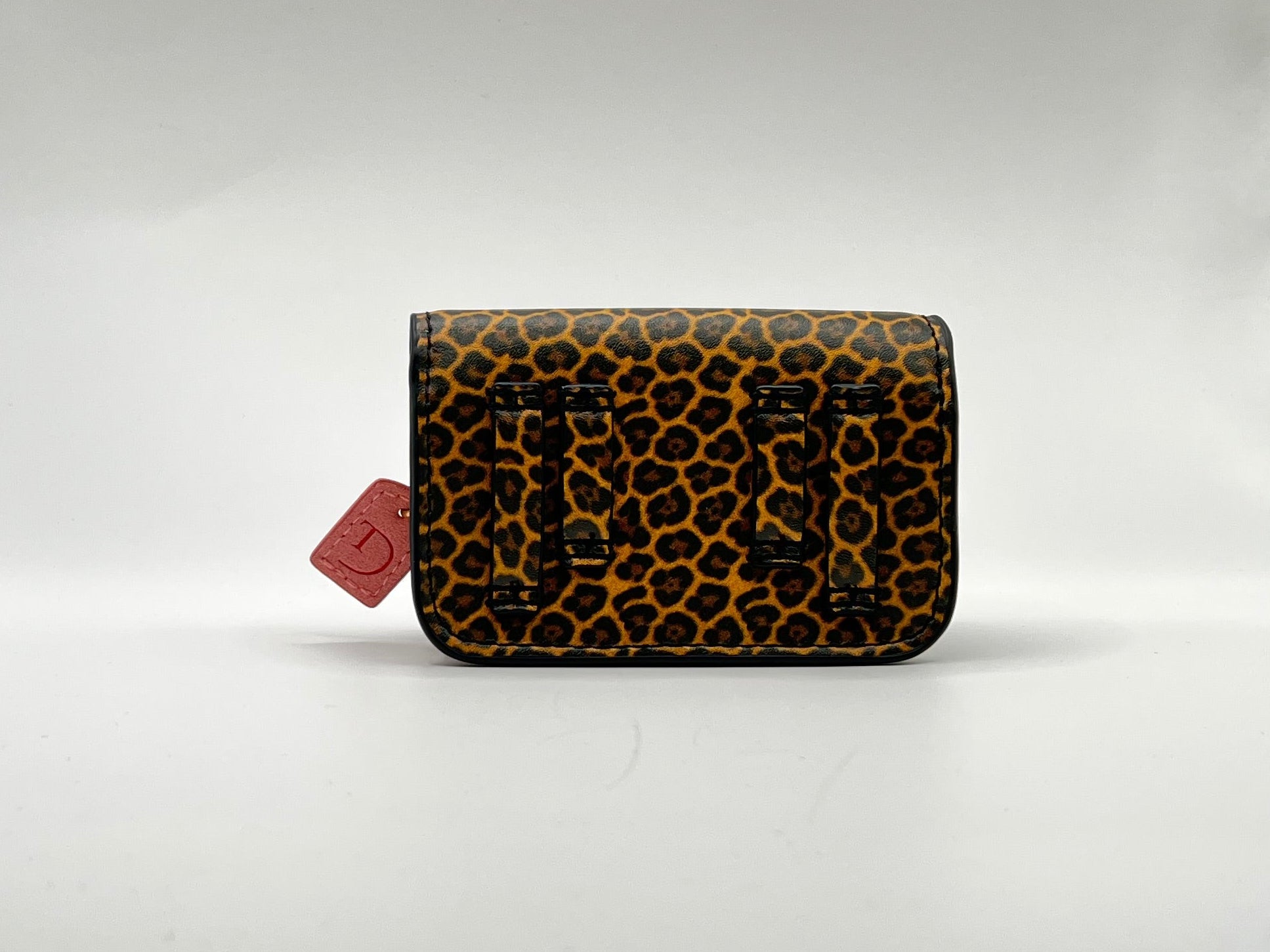 Leopardprint PU-leren heuptasje voor insulinepomp inclusief riem– Zalmroze Voering