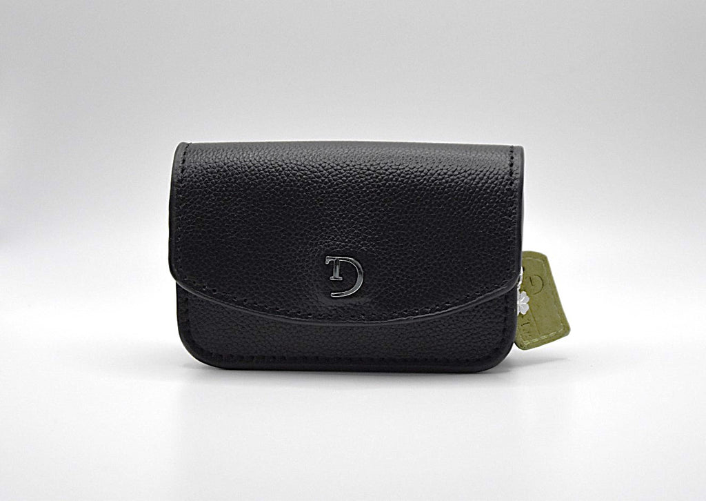 Zwart leren heuptasje voor insulinepomp – voorkant