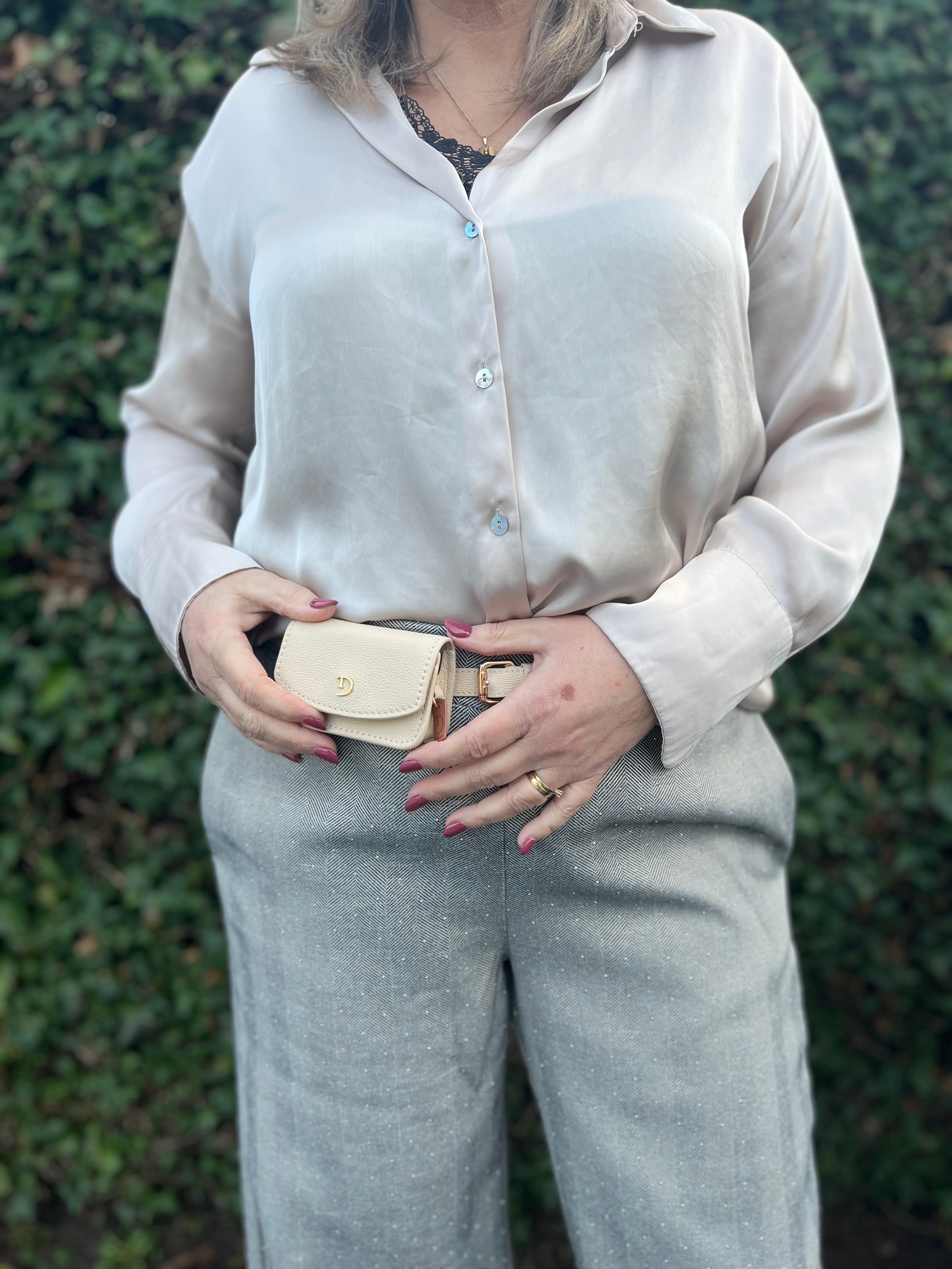 Beige Leren Insulinepomp Heuptasje – Comfortabel & Discreet voor Vrouwen