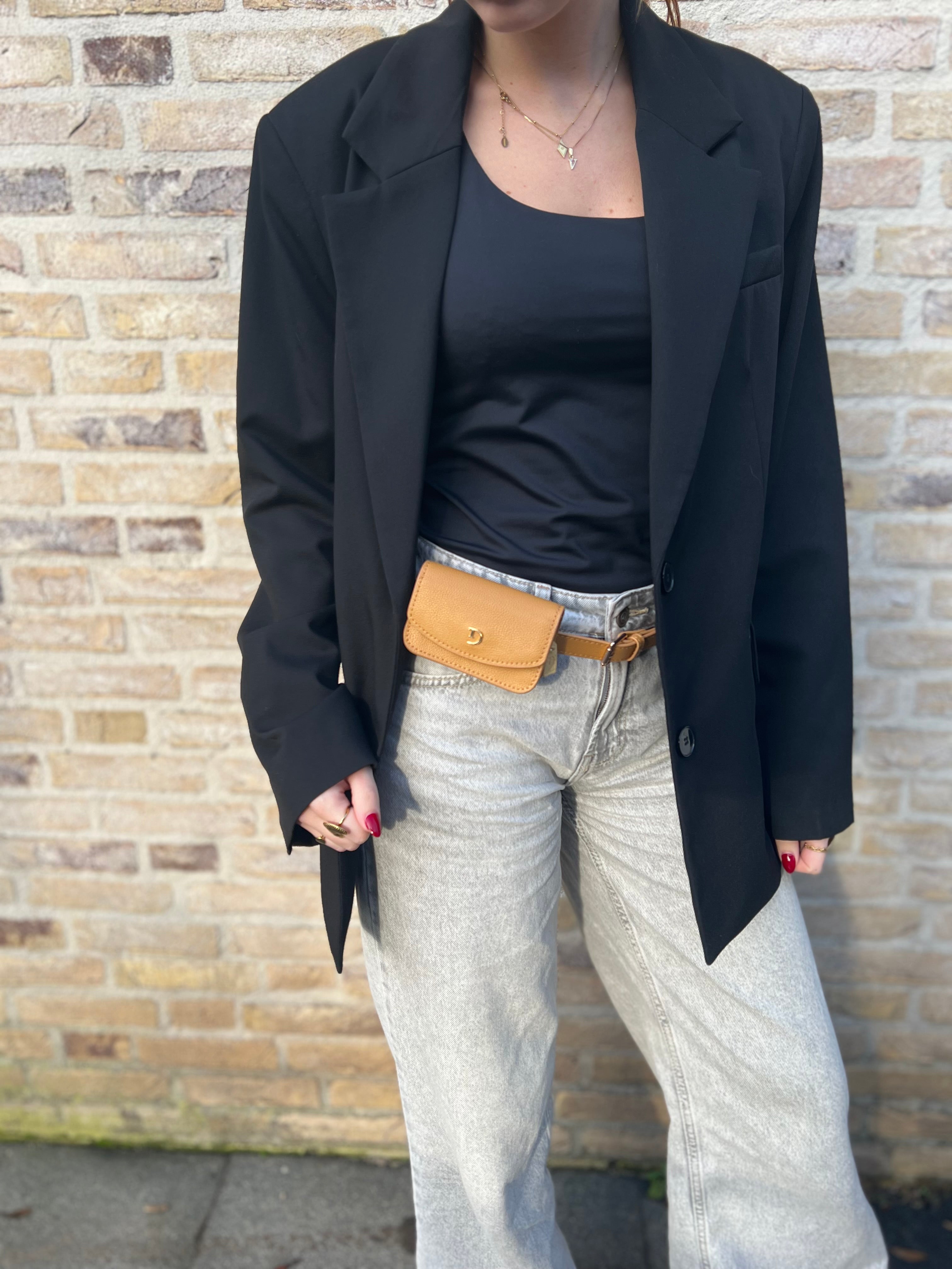 Light Caramel Leren Insulinepomp Heuptasje – Comfortabel & Discreet voor Vrouwen